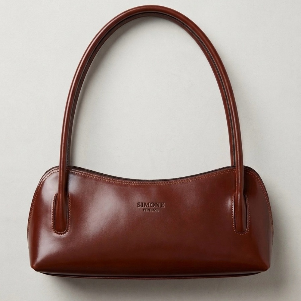Vintage Simone Firenze Brown Leather Petite Shoulder Bag